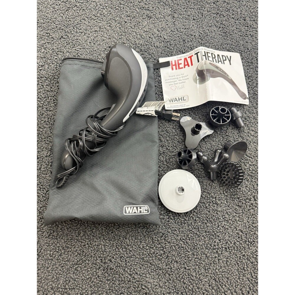 WAHL DEEP TISSUE PERCUSSION MASSAGER WITH HEAT-- 7 ATTACHMENT AND BAG (4212)